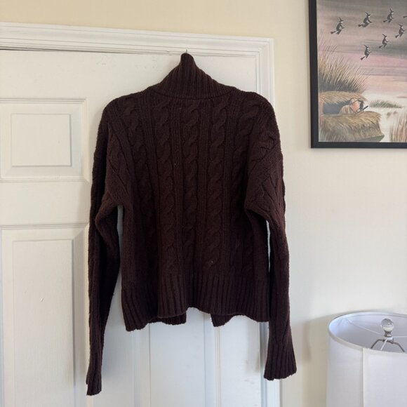 Hollister Comfy Cloud Zip-Up Cable-Knit Sweater - Brown - Picture 3 of 4